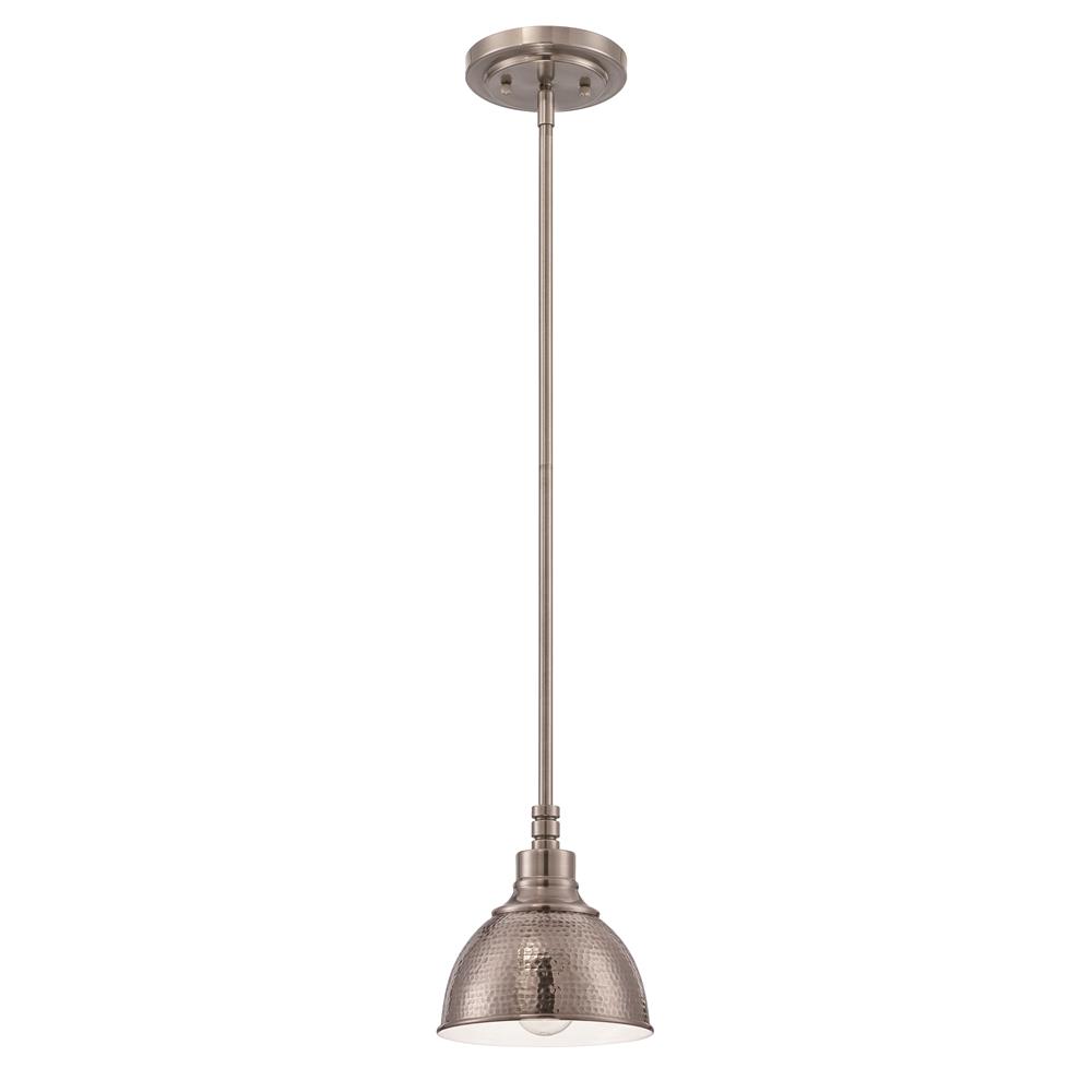 Craftmade 35991-AN Timarron 1 Light Mini Pendant in Antique Nickel with Hammered Metal